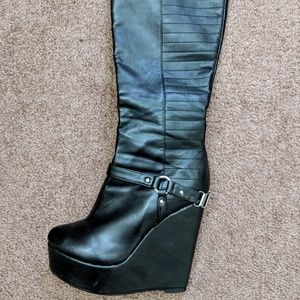 Knee High Wedge Boots - Size 9
